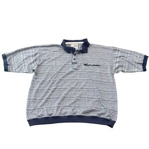 VTG 90s Greenline International Striped Knit Polo Shirt Mens Large Zip Pocket